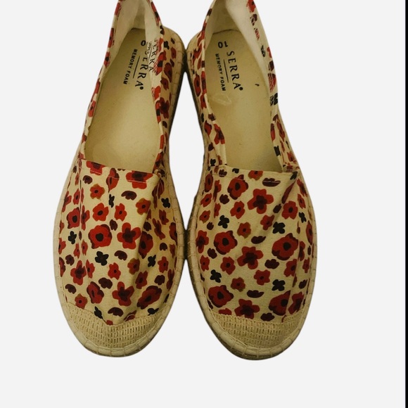 Serra Women's Floral Espadrilles - Red and Cream - Picture 1 of 9